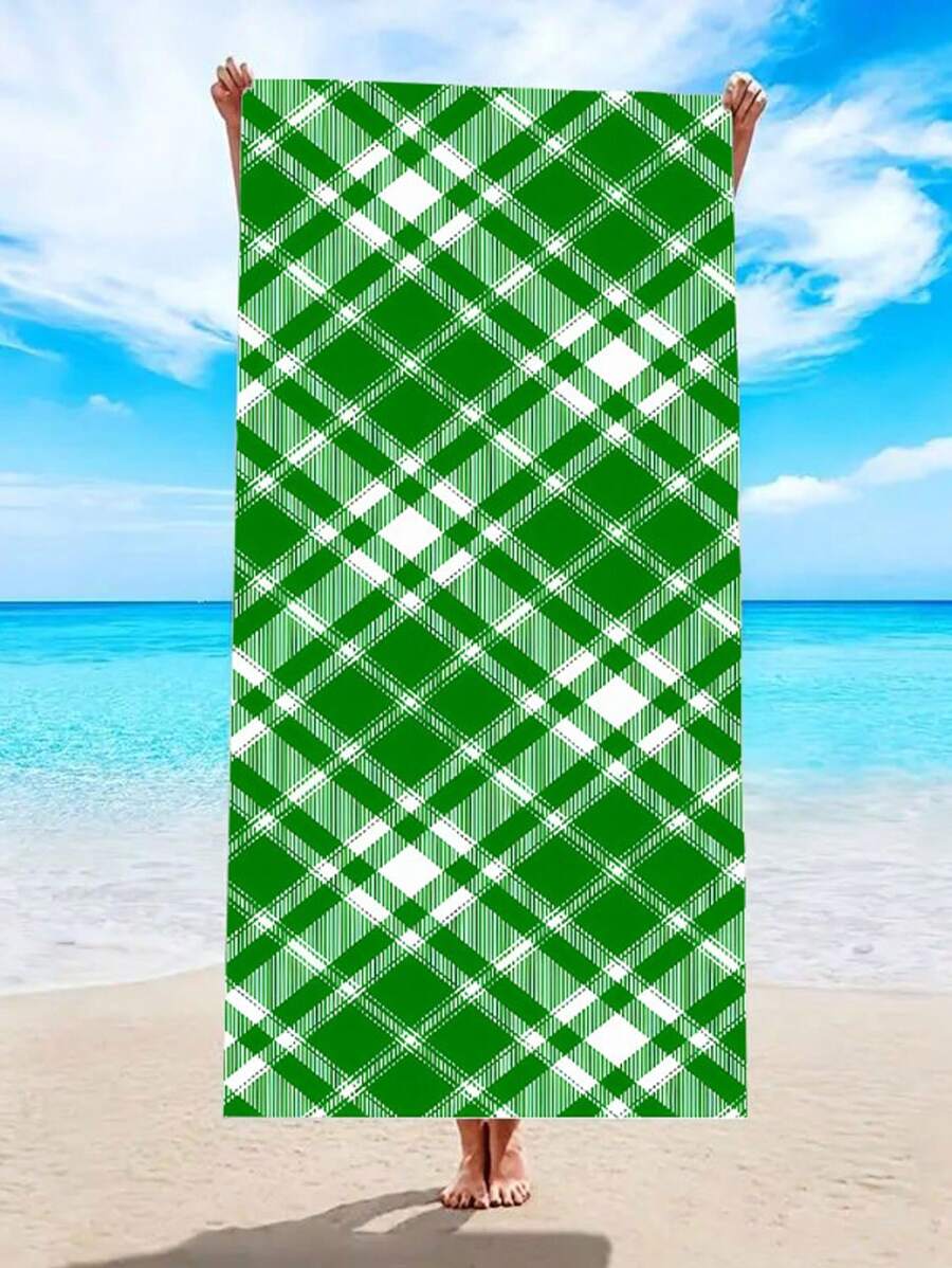 1 件全新柔软舒适数码印花沙滩巾，采用超细纤维制成，适合海滩、空调、办公室午睡、高端复古休闲毯 - 彩色 - 查看 1