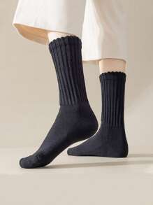 3pcs/6pcs/15pcs Solid Color Children Ribbed Socks, Suitable For All Seasons - Multicolor - View 4