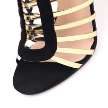 Women's Tassel Lace-Up Heeled Sandals Stylish High Heels In Red & Black - 黑色 - 查看 7