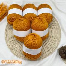 Set de 6 piezas de hilo de seda de lujo - Paquete de 6 piezas/300g de hilo tejido suave, adecuado para suéteres, bufandas, sombreros, mantas para bebés, etc., disponible en múltiples colores - Fibras de alta calidad, adecuado para tejer y ganchillo.