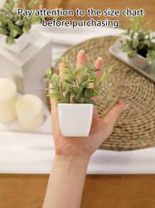 1pc Mini Boxwood Potted Plant, With Small White Plastic Planter, Artificial Green Plant For Decoration In Home, Office, Bathroom, Bookshelf, Desk, Suitable For All Seasons - Multicolor - View 3