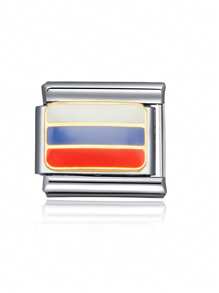 1 件 2025 顶级时尚 DIY 国旗吊坠情侣手链，不锈钢珠宝制作吊坠手链配件，适合作为送给朋友/家人、派对、日常装扮的礼物 - 彩色 - 查看 9