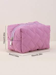 1pc Solid Colour Basic Style Cosmetic Bag,Large Capacity Basic Style Makeup Bag,Stylish And Portable Holds Lipstick, Toiletries, Coins, Keys, Etc,Travel Cosmetic Bag For Women