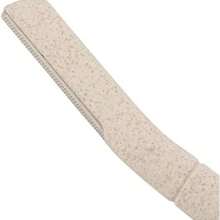 طقم أدوات إزالة شعر الوجه المكون من 3 قطع - مجموعة مناشير الحواجب المحمولة والتجميل بشفرات من الفولاذ المقاوم للصدأ ومقابض من قش القمح - لإزالة شعر الوجه واستعداد البشرة للمكياج وإزالة الجلد الميت - أدوات قابلة للتحلل الحيوي من 3 قطع من شفرات التنضيف 3D للوجه/مناشير إزالة شعر الحواجب/ماكينة حلاقة التخلص منها بعد الاستخدام