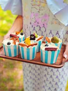 25个装条纹松饼杯烘焙纸杯一次性防油点心纸托小号松饼蛋糕纸杯机制杯