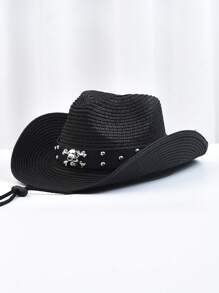 1pc strohoed voor heren mode punk stijl western cowboyhoed panama jazz zon strand hoeden