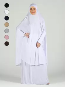 1 Stück Damen Abaya Zubehör Einfarbiger Ärmel All-In-One Kapuzen Gewand Gebetskleid, lässiger Khimar Hijab passend für den täglichen Gebrauch, Saudi-Arabien