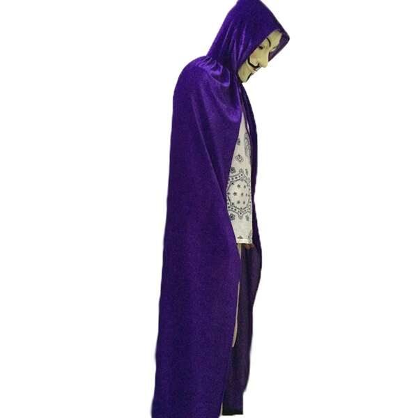 Unisex Women/Men Velvet Cloak, Casual Solid Hooded Vampire Cape For Halloween Party