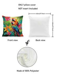 4 pièces Housses de coussin décoratives à motifs de perroquet tropical et floraux. Motifs de fleurs dans des pots et des tasses à thé. Pour la maison, le canapé, le salon, la chambre, le canapé-lit, les chaises (sans insert de coussin)
