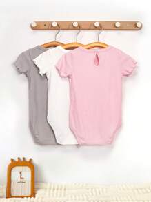 minizone 3件套女婴休闲百搭短袖连体衣套装，夏季 - 彩色 - 查看 2