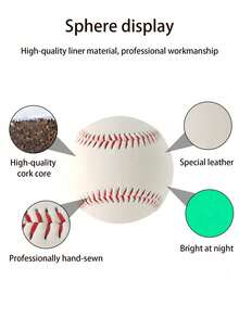 قطعة واحدة من مضارب التدريب الليلية للبيسبول ، قلب خشبي ناعم - أبيض - مشاهدة 3