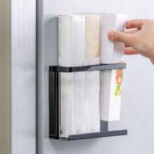 1pc Magnetic Refrigerator Side Hanger, Multifunctional Iron Storage Rack For Cling Film, No-Drill