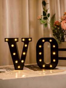 1pc 21.8cm/8.58in Holiday Party Lighting, Christmas Decor Light, Outdoor LED Light, Digits 0-9, Letters A-Z, Christmas Decor Digit Light, Holiday Accessories, Wedding Birthday Party Supplies, Room Scene Decoration - Black - View 3