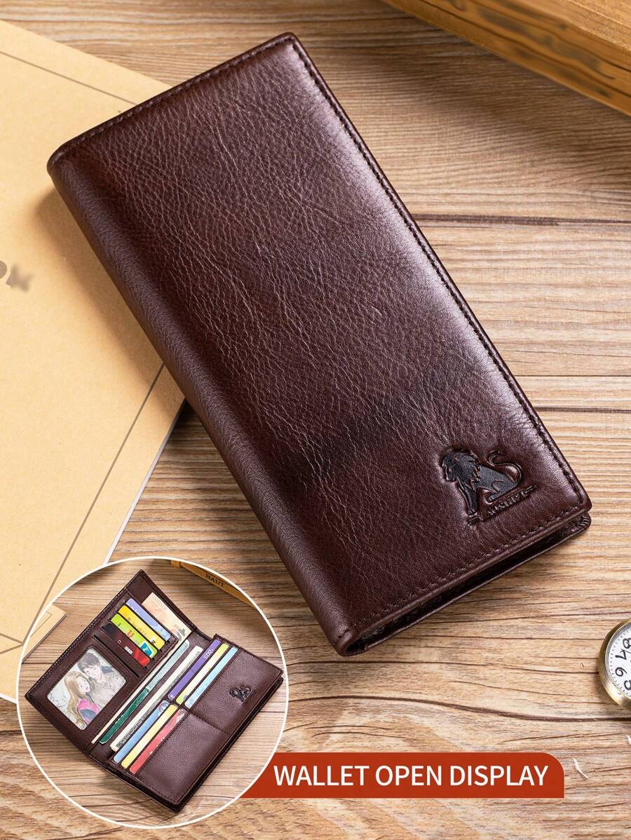 High-Quality Men's Genuine Leather Bifold Wallet, Vintage Multi-Card Slots & Thickened Photo Album, Anti-RFID Coin Purse, Suitable For Valentine's Day, Father's Day, Teacher's Day, Back To School, Graduation, And Christmas Gifts