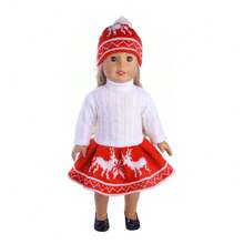18'' Doll Clothes Outfit Dress Clothes For American Girl Our Generation My Life Doll Christmas Gift - 紅白色 - 查看 1