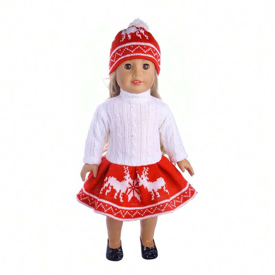 18'' Doll Clothes Outfit Dress Clothes For American Girl Our Generation My Life Doll Christmas Gift - 紅白色 - 查看 1