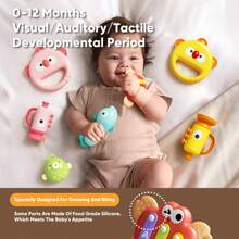 Baby Hand Clap Drum Small Trumpet Chewable Percussion Musical Instrument, Collapsible Striking Drum Early Education Music Toy