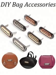 Metal Letter Tags, Suitable For DIY Crafts, Bags, Clothing, Etc. Available In Multiple Colors, Can Be Used As Decorative Trademark Labels; DIY Handmade Bag Buckles, Bag Accessories And Decorative Logos; Luggage Hardware Accessories; DIY Handmade Bag Metal Logo Buckles; Luggage Metal Nameplates; Metal "Handmade" Italic Clothing Labels; Handmade Clothing & Bag Letter Labels - Multicolor - View 1