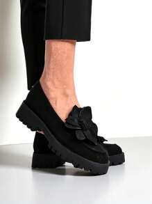 Royalfashionsuede Women's Moccasins With A Floverse Flower - Black - View 6