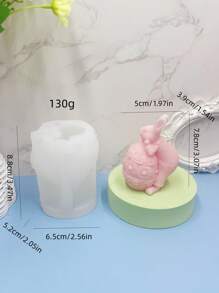 1 件复活节硅胶卡通蛋形思考兔蜡烛模具，适用于 DIY 节日装饰、桌面装饰、香薰扩散器