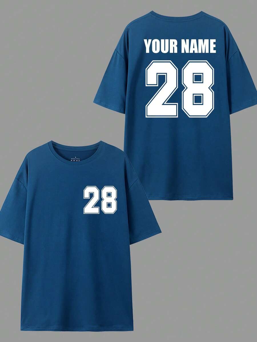 Áo thun nữ dáng rộng in logo theo yêu cầu, in tên/chữ/số may mắn theo ý muốn, áo thun nữ tay ngắn dáng rộng, quà tặng ngày lễ, mùa hè, thời trang nữ xuân/hè, áo nữ, quà tặng bạn thân, quà kỷ niệm, quà dự tiệc, đồng phục bóng rổ, quà sinh nhật, ngày Valentine, trang phục dự tiệc thường ngày. - Xanh đậm - Xem 1