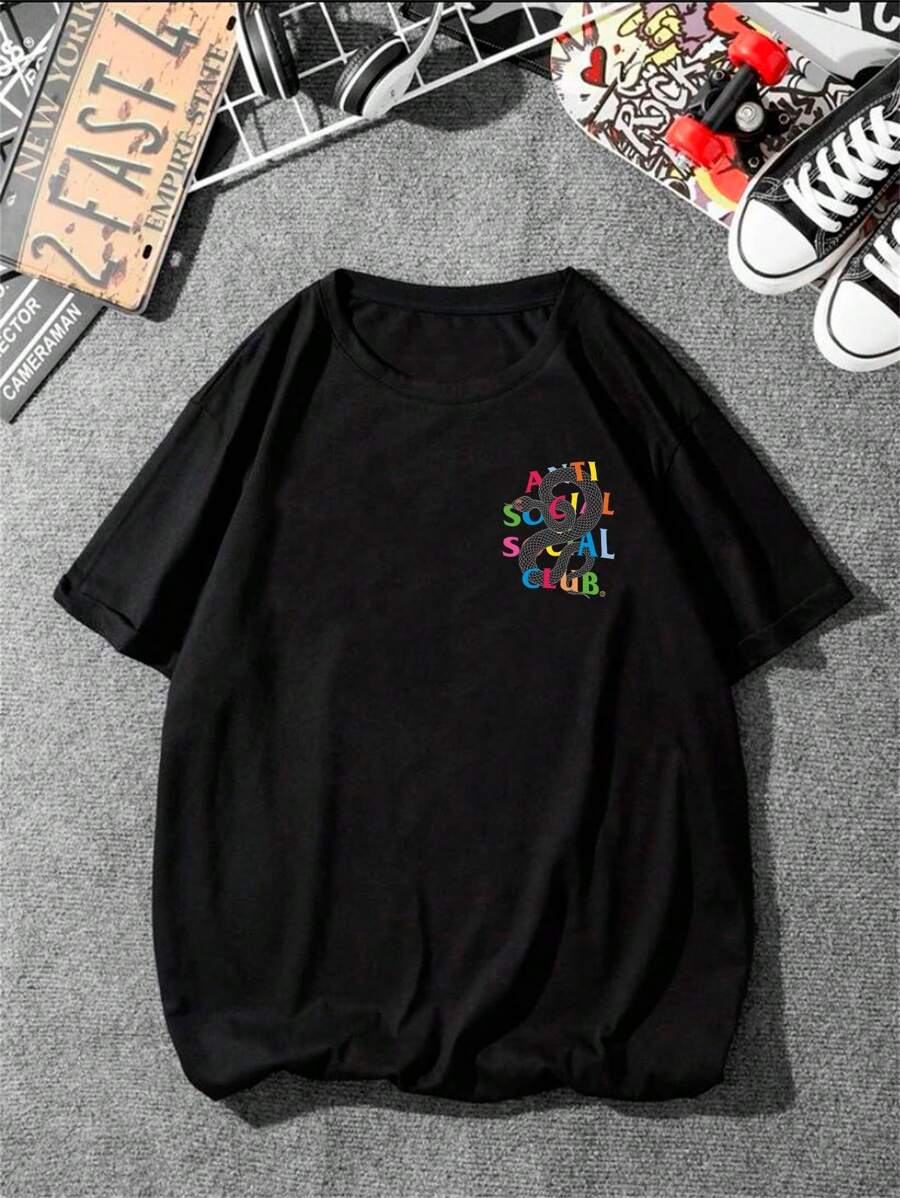 Anti Social Snake T-Shirt Colorful Streetware Style Unisex Male Female 100% Cotton Premium Top Streetwear Launch Immediate Shipping Various Colors!! Plus Size