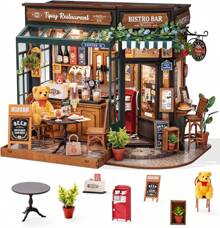 Rolife Tipsy Restaurant DIY Miniature House Kit 1:18 Coffe & Bar Dollhouse  Model Kits Miniature Dolls House Kit For Adults Mini House Home Desk Bookshelf Decoration - Multicolor - View 3