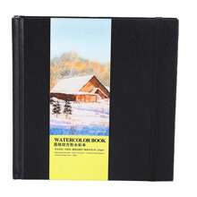 Bloque de acuarela, Libro de acuarela Papel sin ácido de tapa dura de doble cara para artista para medios secos húmedos mixtos, - Negro - Ver 5