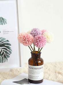 5pcs Artificial Chrysanthemum Ball Flowers Dandelion Hydrangea Arrangement Bouquet Present For Friends Bridal Wedding Bouquet Decor For Home Office House Party Mother's Valentine Day, Decoration Gift