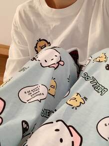 1 pieza Pantalones de pijama de seda de leche con diseño de Hello Kitty de la serie de personajes Sanrio de alta calidad, adecuado para las temporadas de primavera y otoño, con un diseño dulce y lindo que combina la funcionalidad de la ropa casual y de estar en casa. Es una prenda de estar en casa casual que también se puede usar fuera, de vacaciones.