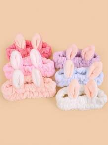 1pc Women's Plush Faux Rabbit Ear Elastic Headband, Cute Sweet Fashion Cartoon Hair Accessories, Daily Use Hairband For Washing Face, Masking