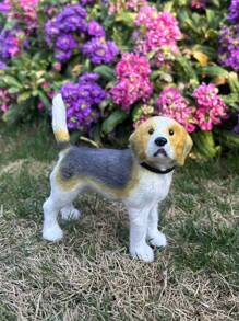 Colección exquisita de estatua de beagle - Textura realista de pelaje y postura natural, adecuada para decoración de oficina/hogar, regalo único para amantes de los animales