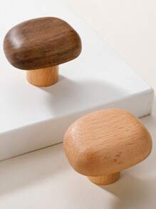 2 peças Puxadores de Gaveta de Madeira Natural com Orifício Único, Formas de Desenho Animado, Decoração de Armário/Guarda-roupa/Quarto de Crianças