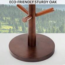 Wood Mug Tree 1 Pack, Steady Mug Organizer Stand For Countertop, Mug Holder For Coffee Bar Accessories And Décor Organizer Station(MH271)