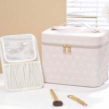 NetHong Makeup Bag With LED Mirror Vanity Case Beauty Box Make Up Travel Cosmetic Bag UK,Storage Drawers,Jewellery Organiser,Beauty Products - Circle Weave - View 8