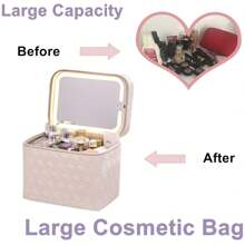 NetHong Makeup Bag With LED Mirror Vanity Case Beauty Box Make Up Travel Cosmetic Bag UK,Storage Drawers,Jewellery Organiser,Beauty Products - Circle Weave - View 10