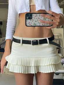 Mini Pleated Skirts For Women Sexy Cute Girl Tennis Skater ,  Summer Clothes  Going Out Outfits - Màu be - Xem 4