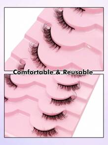 Rikuaild 半睫毛 10 对自然睫毛 猫眼状加长假睫毛 仿貂皮条纹假睫毛 - 自然纖長款 - 查看 6
