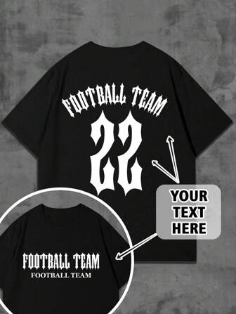 Customized Personalized "Team Text & Number" Men's T-Shirt, Customize Your Text And Number, Customize Your Name, Customize Team Name, Team Number, Customize Baby/Friend/Idol/Couple/Family/Party/School/Sports/Pet Love Letter Print, Logo/Business/Company Party Uniform, Birthday Gift, Holiday Gift Ornamental,Dawg Stylish,Fashion,Hipster,Contracted,Easy Costume,Modest Fashion,Minimal Chic,Casual Custom,Unique,Personalized Ideal Gifts For Him Family,Boyfriend,Friends,Children