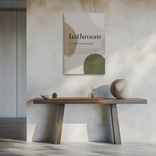 1pc Framed Canvas Poster Olive Green Bathroom Wall Art Canvas Paintings Ideal Gift For Bedroom Living Room Corridor Wall Art Wall Decor Room Decoration Ready To Hang - 綠色 - 查看 3
