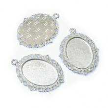 10pcs Pendant Blank Base Setting Tray Fits 18x25mm  Cabochon DIY Jewelry Making Accessories Findings - 18x25mm Oval - View 18