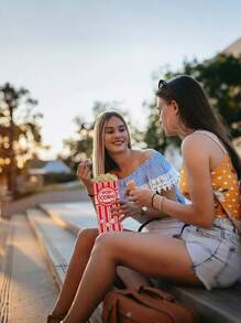 50pcs Popcorn Box Gift Bag With Twist Tie, Popcorn Box Theme Birthday Shower Party Gift Wrapping Supplies, Popcorn Gift Wrapping Supplies Popcorn Gift Bags, Party Favor, Birthday Gift Party Gift, Popcorn Bags Individual Servings, ForFor Home Wedding Party Decoration, Easter Mother's Day, Spring Decorating, Graduation Season - Multicolor - View 4