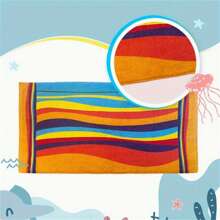 1pc High Quality Ultra Soft Microfiber Beach Towel, Super Absorbent Quick Dry Non-Stick Sand Shawl, Extra Large Size, Suitable For Travel, Yoga, Camping And Swimming - Rainbow Stripe Design, Family Set - Multicolor - View 9