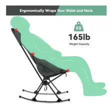 Camping Chair, Vecukty High Back Rocking Chair 165 Lbs Capacity, Compact Outdoor Portable Folding Rocker Chair For Camping Hiking Gardening Travel Beach Picnic, Camp Chair