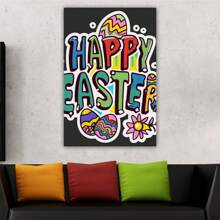 1 Piece Easter Font Pattern Canvas Wall Art Paintings For Living Room - Canvas Framed Print Wall Artworks Bedroom Decoration Office Wall Decor - 彩色 - 查看 5