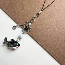 Original Design Cute Realistic Ocean Creature Phone Charm, Handmade Beaded Black Shark Pendant, Phone Lanyard Accessory - Black Shark Pendant - View 5