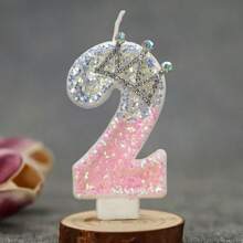 1 Pc Crown Crystal Silver-Pink Creative Number 0-9 Candles For Birthday Party Cake Decoration Atmospheric Feeling Birthday Baking Plug-In Decoration Suitable For Girls, Goddess,Princess Female Anniversary Celebration Supplies Gifts Graduation,Wedding