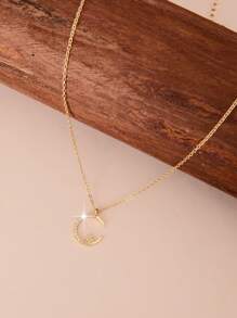 1 pieza de colgante de collar de Eid con circonita brillante y elegante, simple, elegante, lindo y versátil para uso diario. Joyería de cadena de clavícula adecuada para usar durante el Ramadán