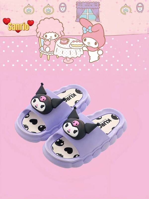 Sanrio Sandalias/Pantuflas para niños de Sanrio, sandalias de dibujos animados de verano para niñas con cierre deslizante, diapositivas interiores lindas antideslizantes, para uso de padres e hijos