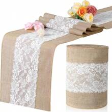 1 bộ/2 bộ/3 bộ/5 bộ/10 bộ khăn trải bàn vải bố - Khăn trải bàn vải 12" X 108" có viền ren ở cả hai mặt, dùng cho đám cưới, phong cách cổ điển mộc mạc, thích hợp cho Giáng sinh, Lễ tạ ơn, Đám cưới theo chủ đề, Sinh nhật, Ăn tối, Tiệc tùng, Ngày lễ tình nhân - Nhiều màu - Xem 1